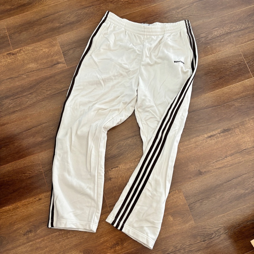 Adidas Wales Bonner Unisex Track Pants in White and Brown Stripe EUC
